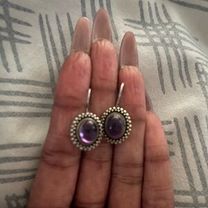 Beautiful purple stone sterling silver earrings with wire